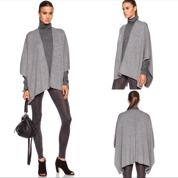 Vince Double Face Wool Blend Poncho Gray - Picture 1 of 11